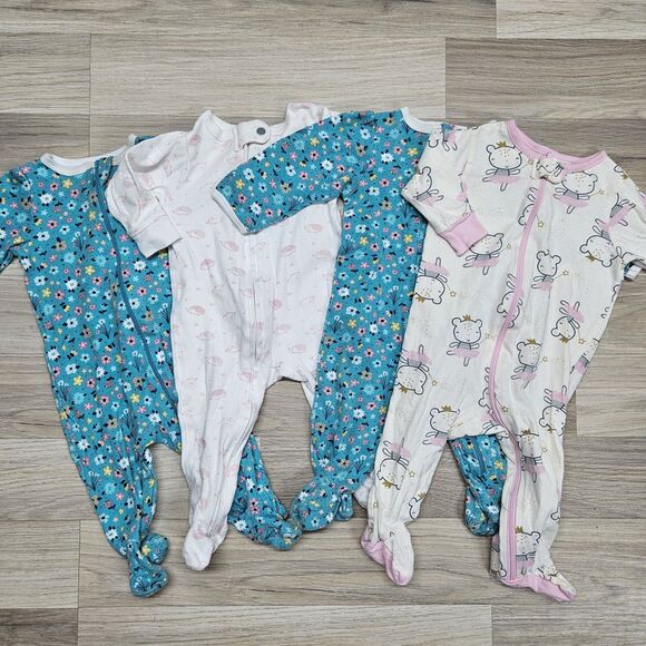 Baby Girls One Piece Sleeper Bodysuits 3-6 Months Sleep N Play Footie - Picture 1 of 9